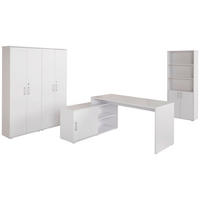 BÜRO abschließbar Silberfarben, Weiß - Silberfarben/Weiß, KONVENTIONELL, Holzwerkstoff/Kunststoff - Carryhome