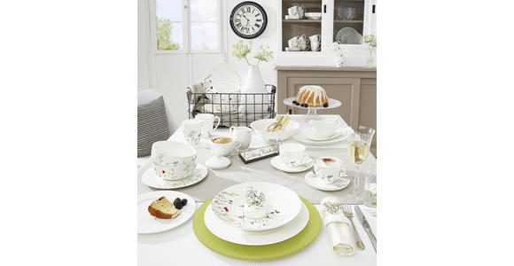 KAFFEETASSE MIT UNTERTASSE Wildflower - Multicolor/Weiß, LIFESTYLE, Keramik - Novel