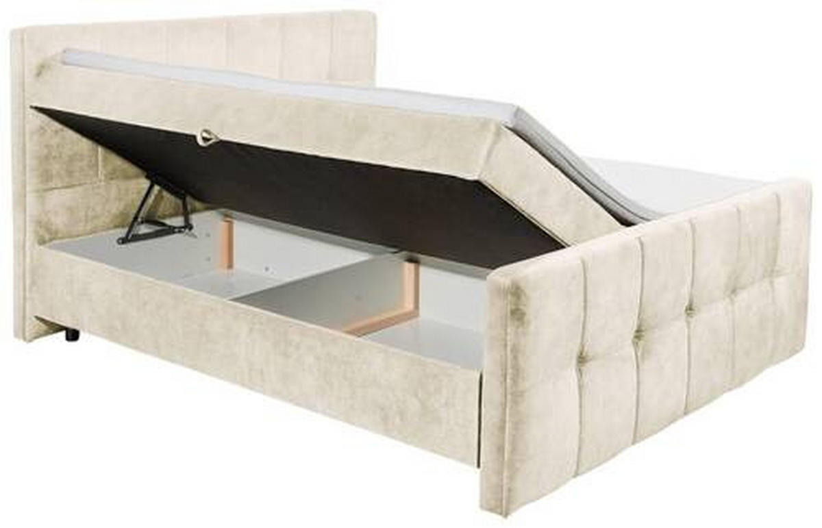 BOXBETT 180/200 cm  in Creme  - Creme/Schwarz, MODERN, Holzwerkstoff/Kunststoff (180/200cm) - MID.YOU
