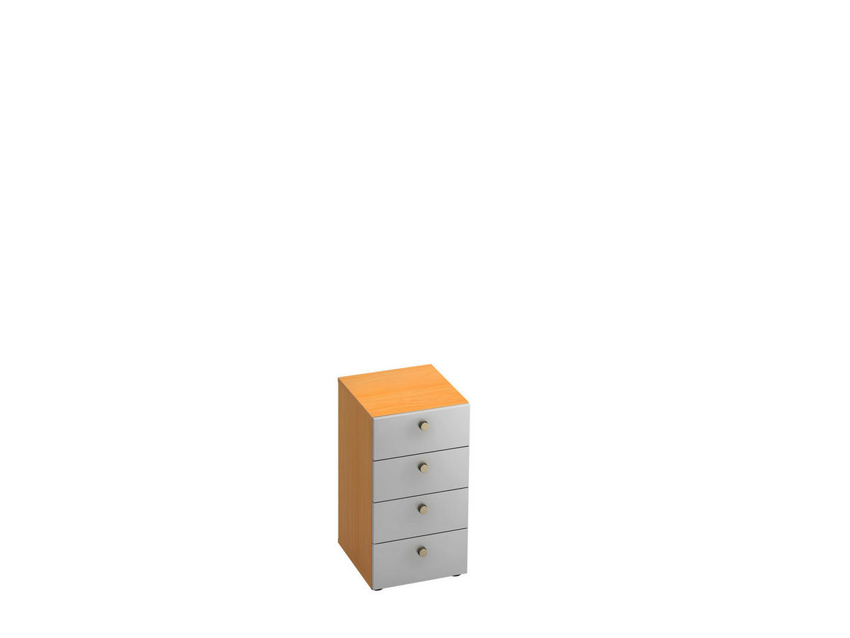 ANSTELLCONTAINER Silberfarben, Buchefarben  - Silberfarben/Buchefarben, KONVENTIONELL, Holzwerkstoff/Metall (40/74,8/42cm) - Venda