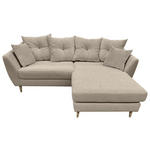 ECKSOFA Beige Feincord  - Beige/Buchefarben, KONVENTIONELL, Holz/Textil (211/154cm) - Carryhome