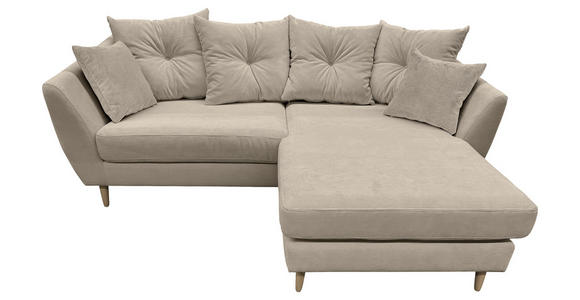 ECKSOFA Beige Feincord  - Beige/Buchefarben, KONVENTIONELL, Holz/Textil (211/154cm) - Carryhome