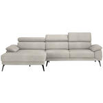 ECKSOFA in Velours Beige  187/295 cm  - Beige/Schwarz, Design, Textil/Metall (187/295cm) - Novel