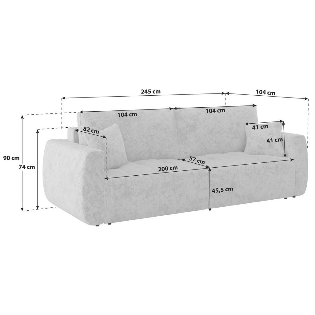 Thumbnail - Mid.you Schlafsofa, Anthrazit, Holz, Textil, 2-Sitzer, Füllung: Schaumstoff, 245x74-90x104 cm, Stoffauswahl, Wohnzimmer,...