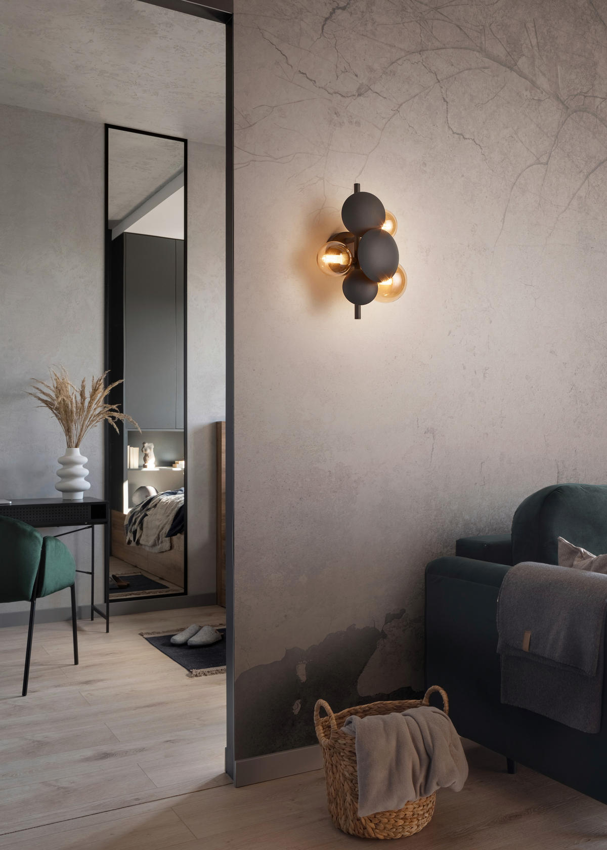 WANDLEUCHTE     - Anthrazit/Bernsteinfarben, LIFESTYLE, Glas/Metall (30/22/19cm) - Trio Leuchten