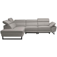 ECKSOFA in Echtleder Greige  - Greige/Schwarz, Design, Leder/Metall (225/281cm) - Celina Home