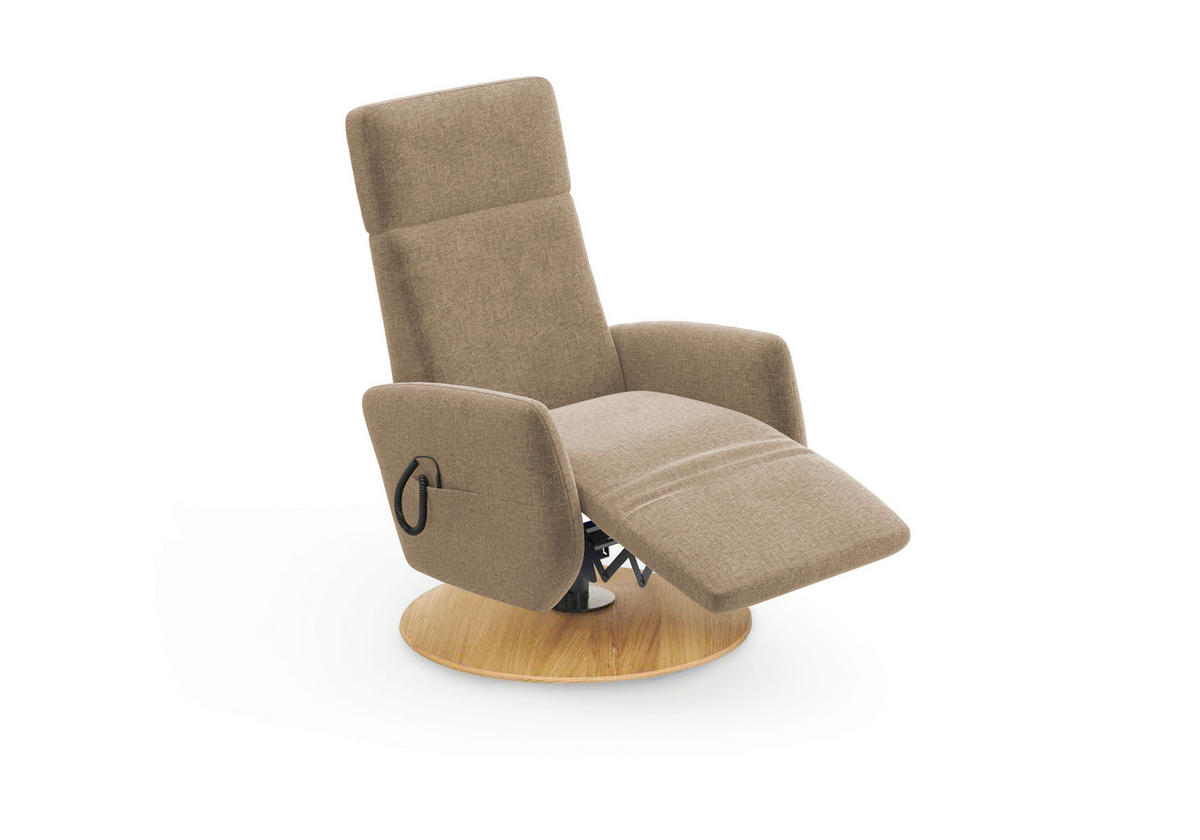 RELAXSESSEL Flachgewebe Aufstehhilfe    - Hellbraun/Eichefarben, KONVENTIONELL, Holz/Textil (71/110/82cm) - Sit & More