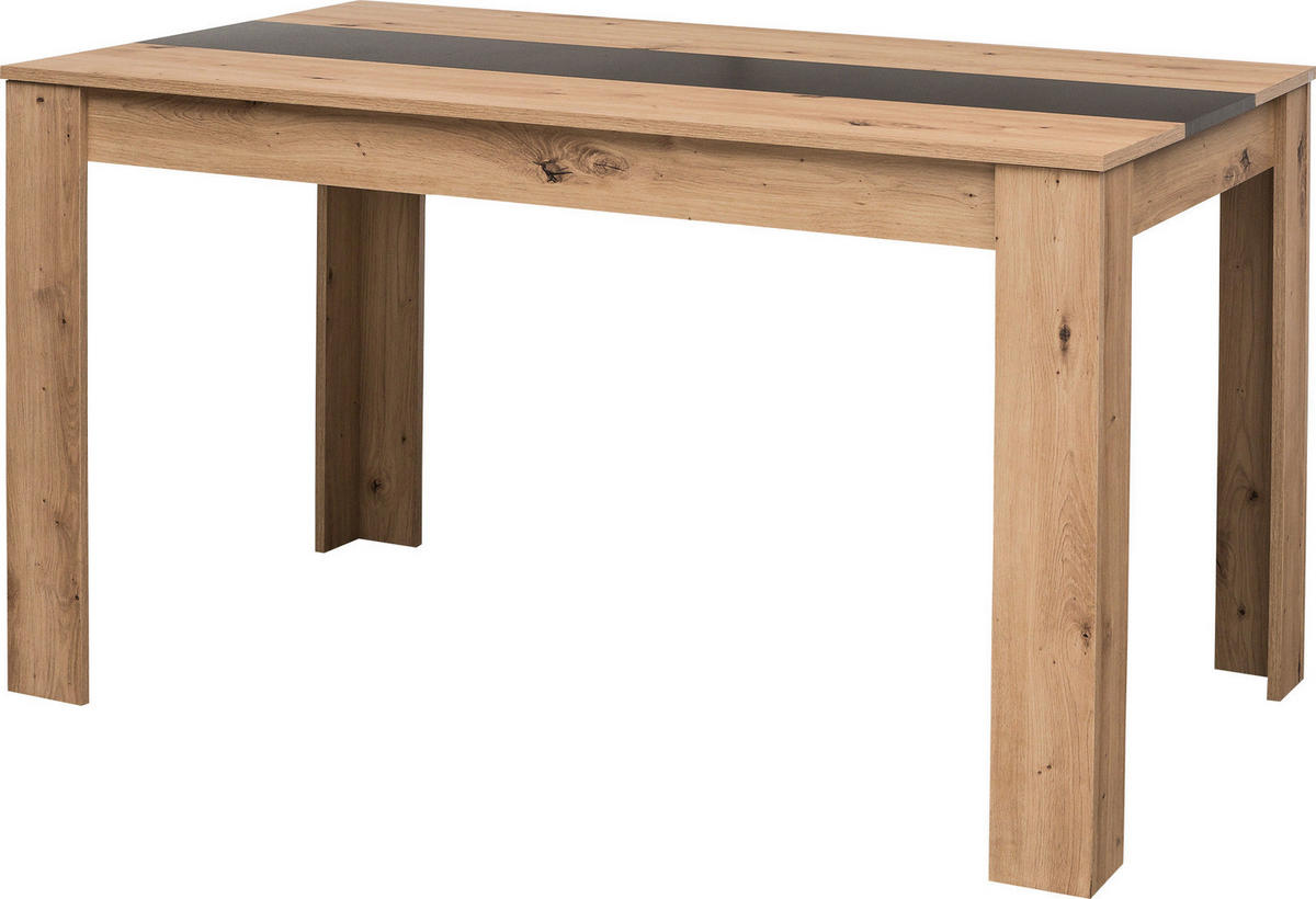 JEDÁLENSKÝ STÔL, čierna, dub artisan, 135/75/80 cm - čierna/dub artisan, Basics, kompozitné drevo (135/75/80cm) - Carryhome