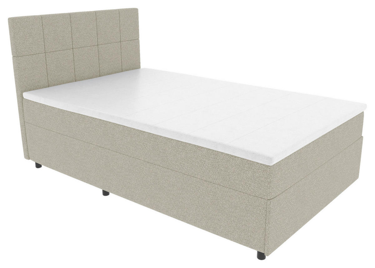 BOXBETT 120/200 cm,  in Hellgrau, Matratze, Topper, Bettschublade, H3 = fest  - Hellgrau/Schwarz, KONVENTIONELL, Kunststoff/Textil (120/200cm) - Boxxx