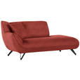 CHAISELONGUE in Samt Hellrot  - Hellrot/Schwarz, Design, Textil/Metall (190/90/95cm) - Carryhome