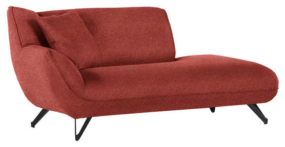 CHAISELONGUE in Samt Hellrot  - Hellrot/Schwarz, Design, Textil/Metall (190/90/95cm) - Carryhome