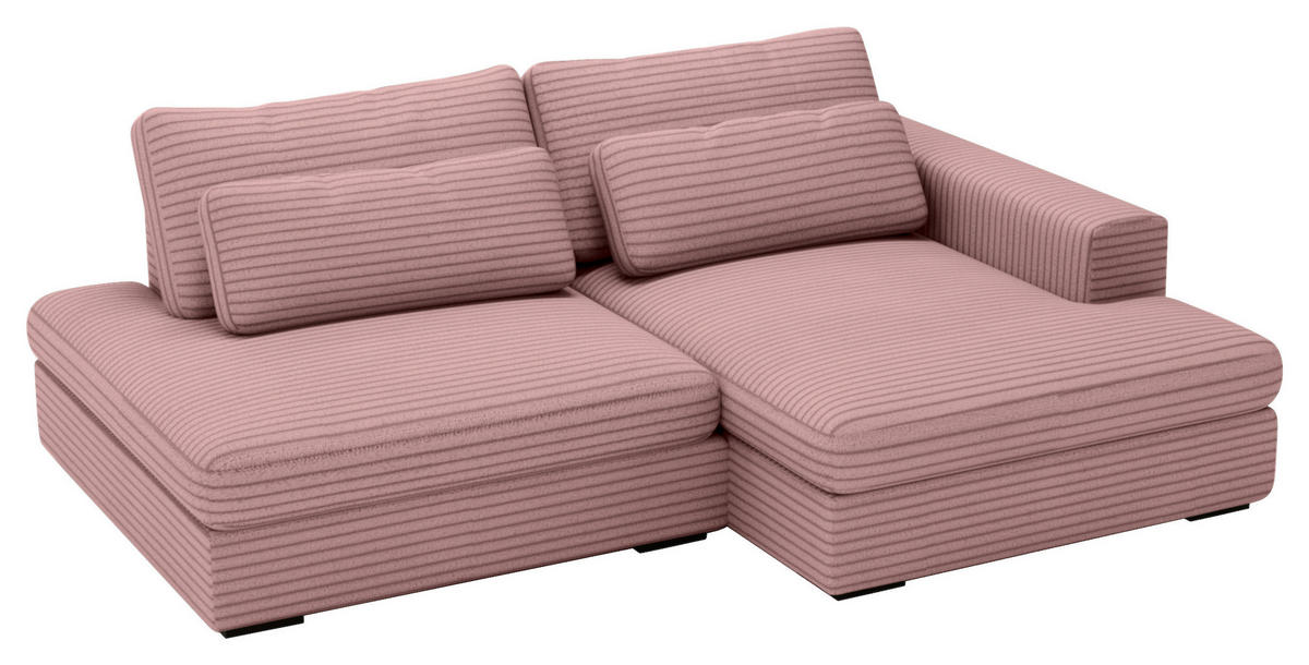 ECKSOFA in Cord Rosa  - Schwarz/Rosa, Design, Kunststoff/Textil (223/158cm) - Lomoco