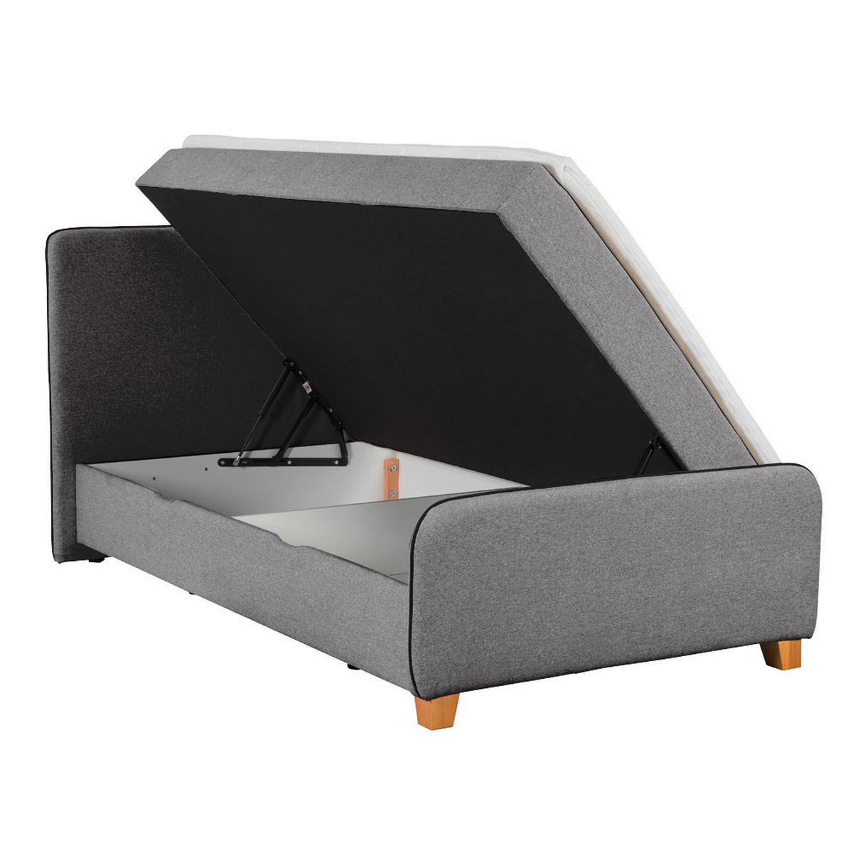 BOXBETT 120/200 cm  in Hellgrau  - Eichefarben/Hellgrau, Design, Holz/Holzwerkstoff (120/200cm) - Moderano