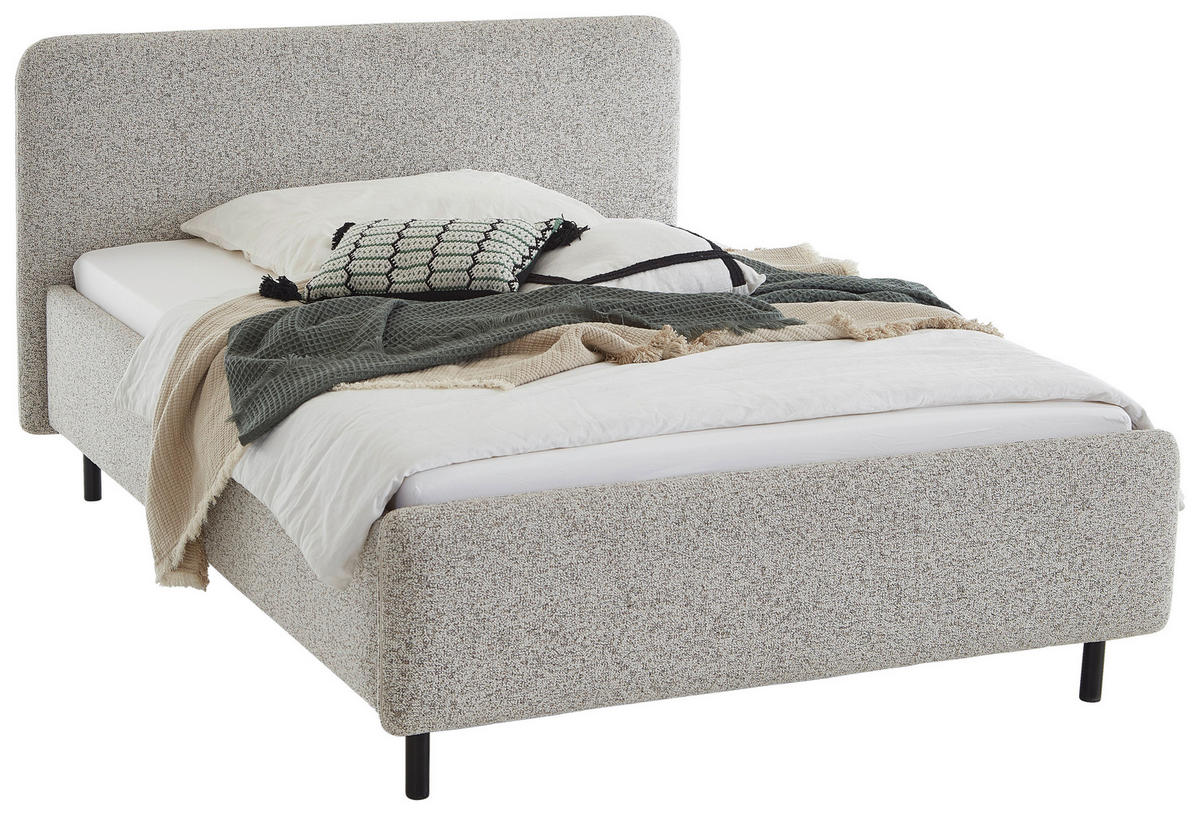 POLSTERBETT 140/200 cm  in Beige  - Beige/Schwarz, Design, Textil/Metall (140/200cm) - Xora