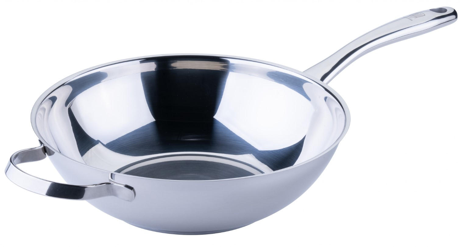 PÁNEV WOK, 28 cm  - čiré/barvy nerez oceli, Basics, kov/sklo (28cm) - Chefkoch+Fackelmann