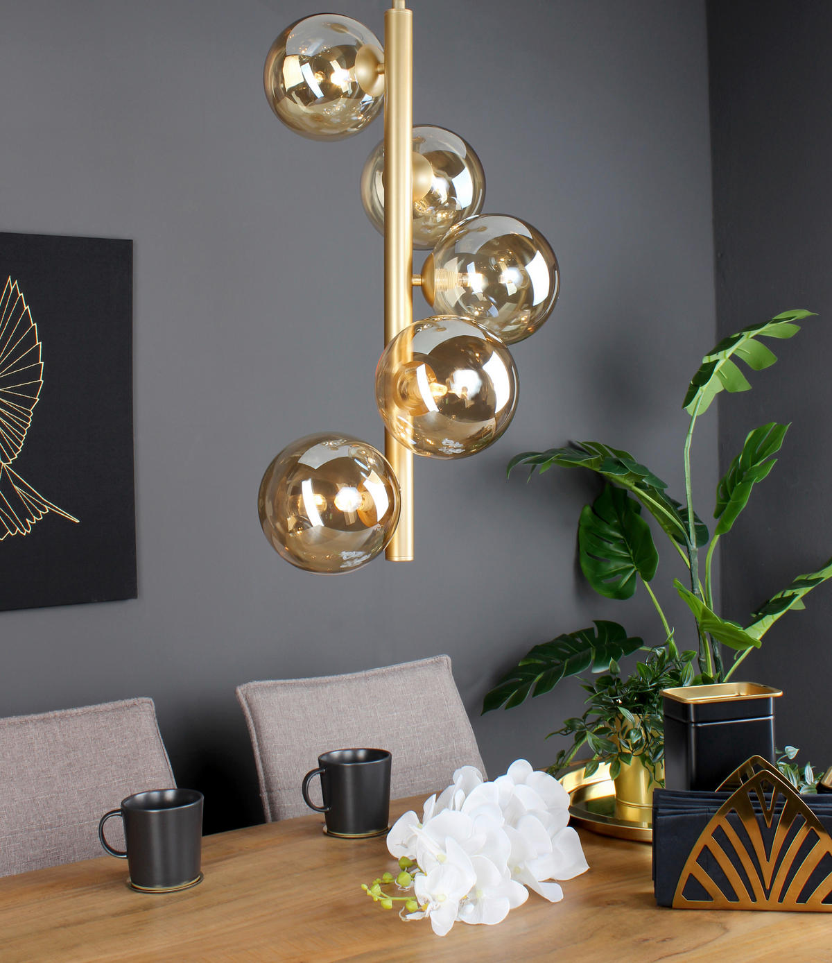 HÄNGELEUCHTE 38,1/64,5 cm  - Champagner/Messingfarben, Basics, Glas/Metall (38,1/64,5cm)