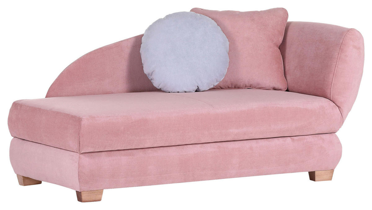 RÉCAMIERE Altrosa Mikrofaser  - Eichefarben/Altrosa, LIFESTYLE, Holz/Textil (176/85/88cm) - Xora