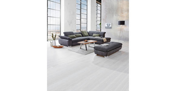 ECKSOFA  in Chenille, Mikrofaser Schwarz, Dunkelgrau  313/242 cm  - Chromfarben/Dunkelgrau, Design, Textil (313/242cm) - Xora