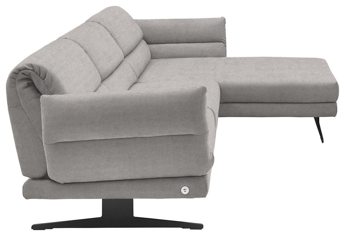 ECKSOFA in Flachgewebe Sandfarben  - Sandfarben/Schwarz, Design, Textil/Metall (279-327/176-217cm) - Dieter Knoll