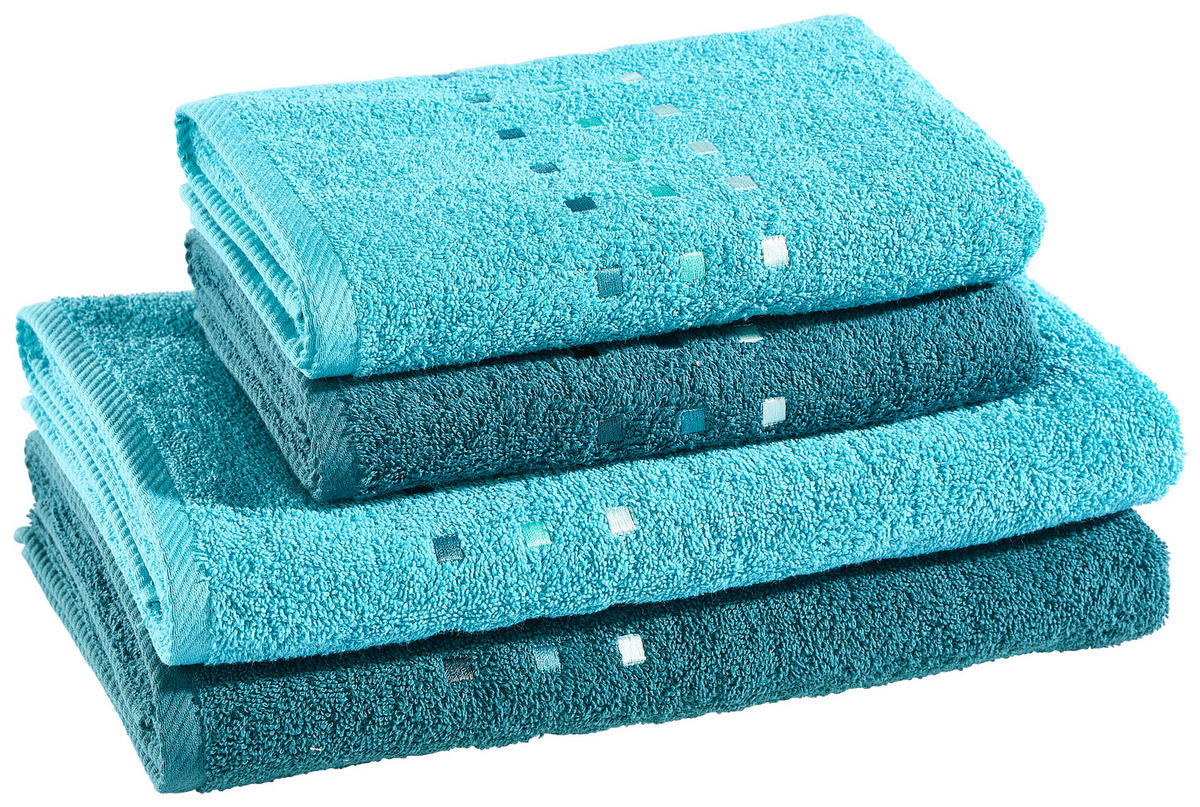 FROTTIERSET Petrol, Blau 4-teilig  - Blau/Petrol, Textil (50/100cm) - Esposa