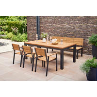 GARTENTISCH 220/100/76 cm Holz, Metall rechteckig  - Anthrazit/Robinienfarben, KONVENTIONELL, Holz/Metall (220/100/76cm) - Siena Garden