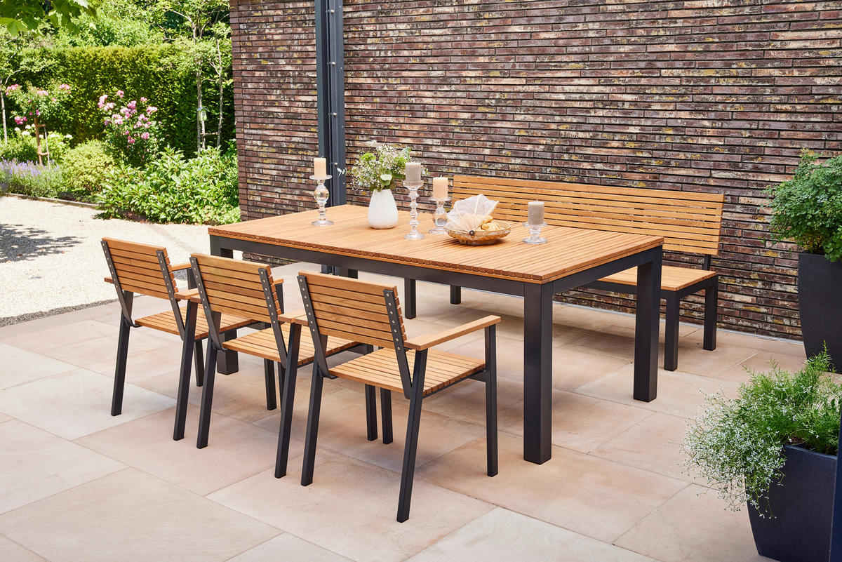 GARTENTISCH 220/100/76 cm Holz, Metall rechteckig  - Anthrazit/Robinienfarben, KONVENTIONELL, Holz/Metall (220/100/76cm) - Siena Garden