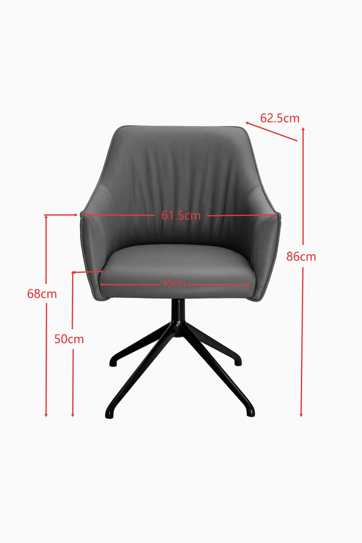ARMLEHNSTUHL  Sitzfläche 360° drehbar, inklusive Armlehnen, automatische Rückholfunktion  Echtleder  Schwarz, Taupe  - Taupe/Schwarz, Design, Leder/Metall (62/86/61cm) - Dieter Knoll