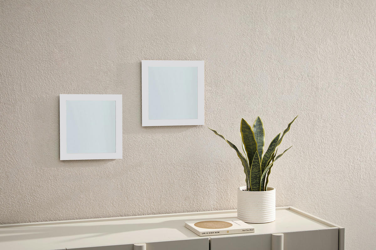 SPIEGELSET 25/25/0,43 cm  - Weiß, Design, Glas/Holzwerkstoff (25/25/0,43cm) - Carryhome