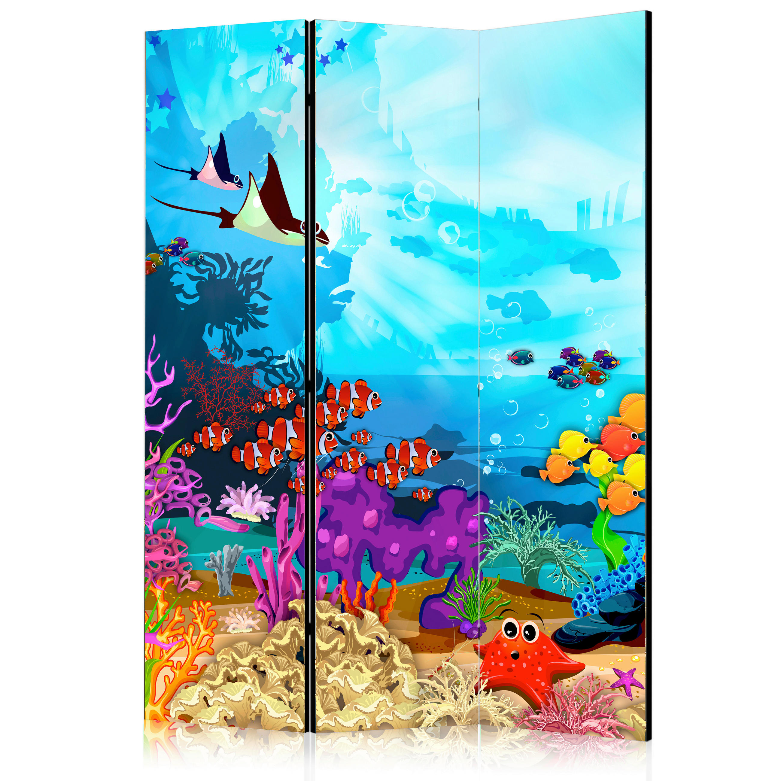 PARAVENT mit 3  Flügel - Multicolor, Basics, Holz/Textil (135/172/3cm) - artgeist