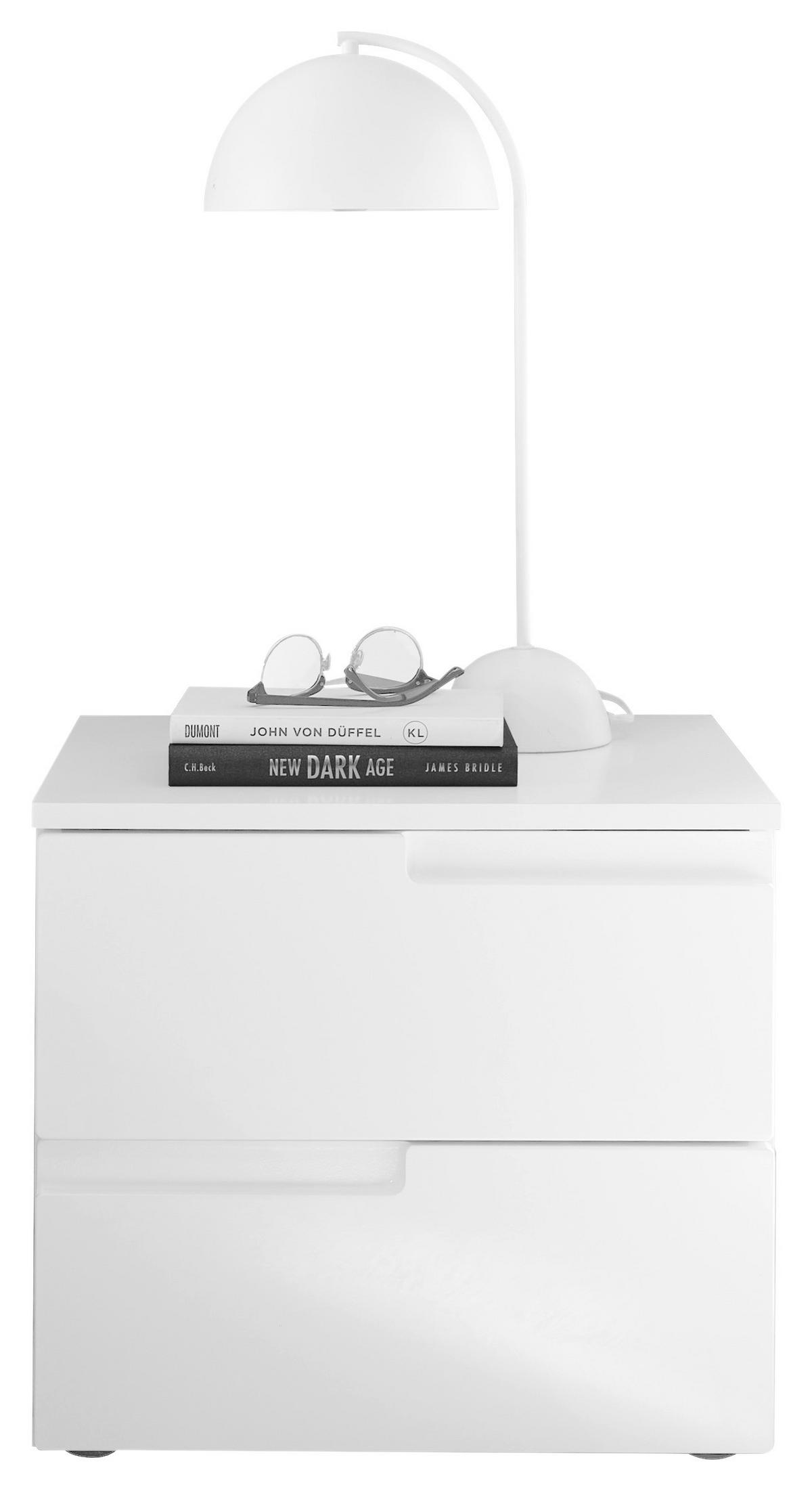 NACHTSCHRANK  - Weiß Hochglanz/Schwarz, MODERN, Holzwerkstoff/Kunststoff (46,2/41,7/40cm)