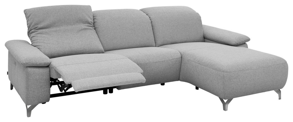 WOHNLANDSCHAFT Hellgrau Flachgewebe  - Chromfarben/Hellgrau, Design, Textil/Metall (280/180cm) - Musterring