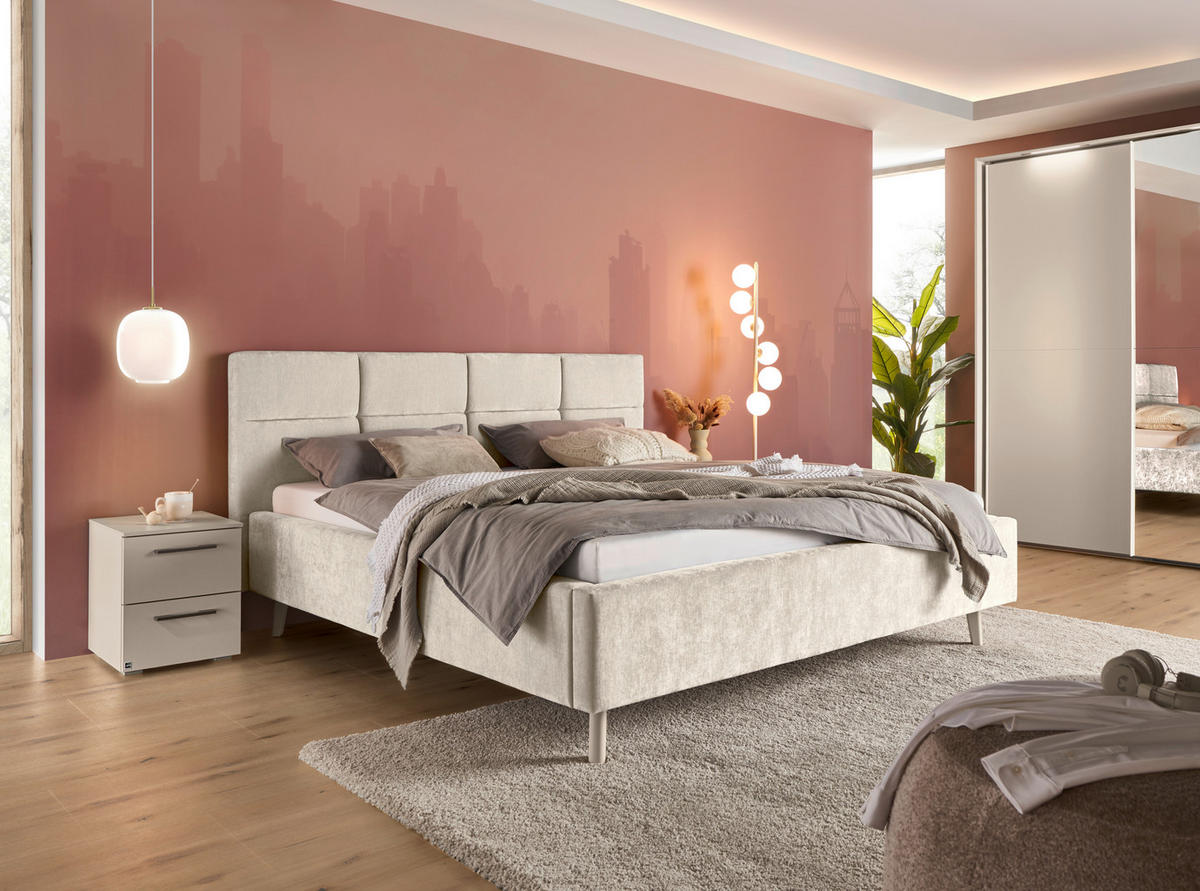 POLSTERBETT 180/200 cm,  in Beige,  - Sandfarben/Beige, KONVENTIONELL, Holz/Textil (180/200cm) - SetOne by Musterring