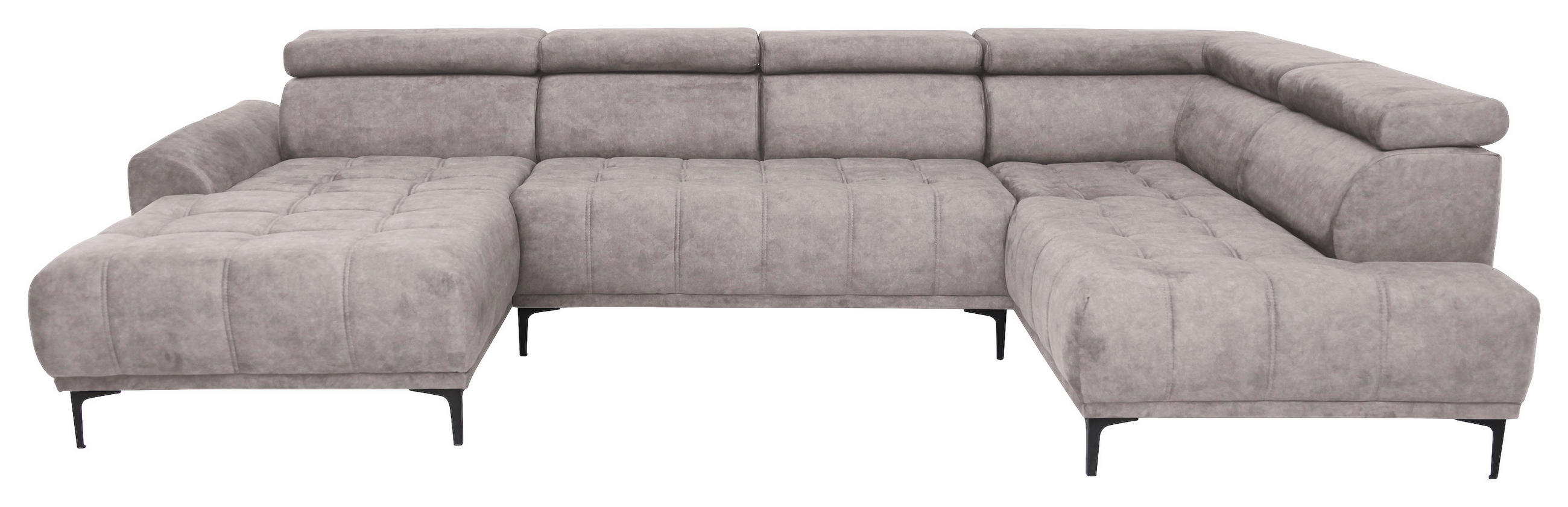 WOHNLANDSCHAFT Velours Beige  - Beige/Schwarz, Design, Textil/Metall (172/340/191cm) - Stylife