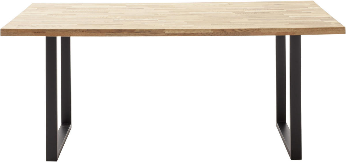ESSTISCH Eiche massiv rechteckig Schwarz, Wildeiche  - Wildeiche/Schwarz, Natur, Holz/Metall (120/75/75cm) - Carryhome