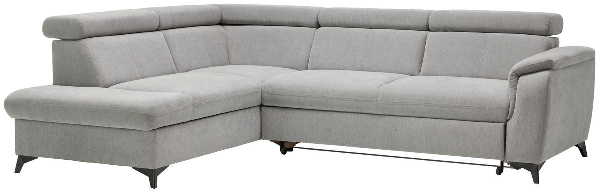 ECKSOFA in Chenille Grau  - Schwarz/Grau, Design, Textil/Metall (203/260cm) - Stylife