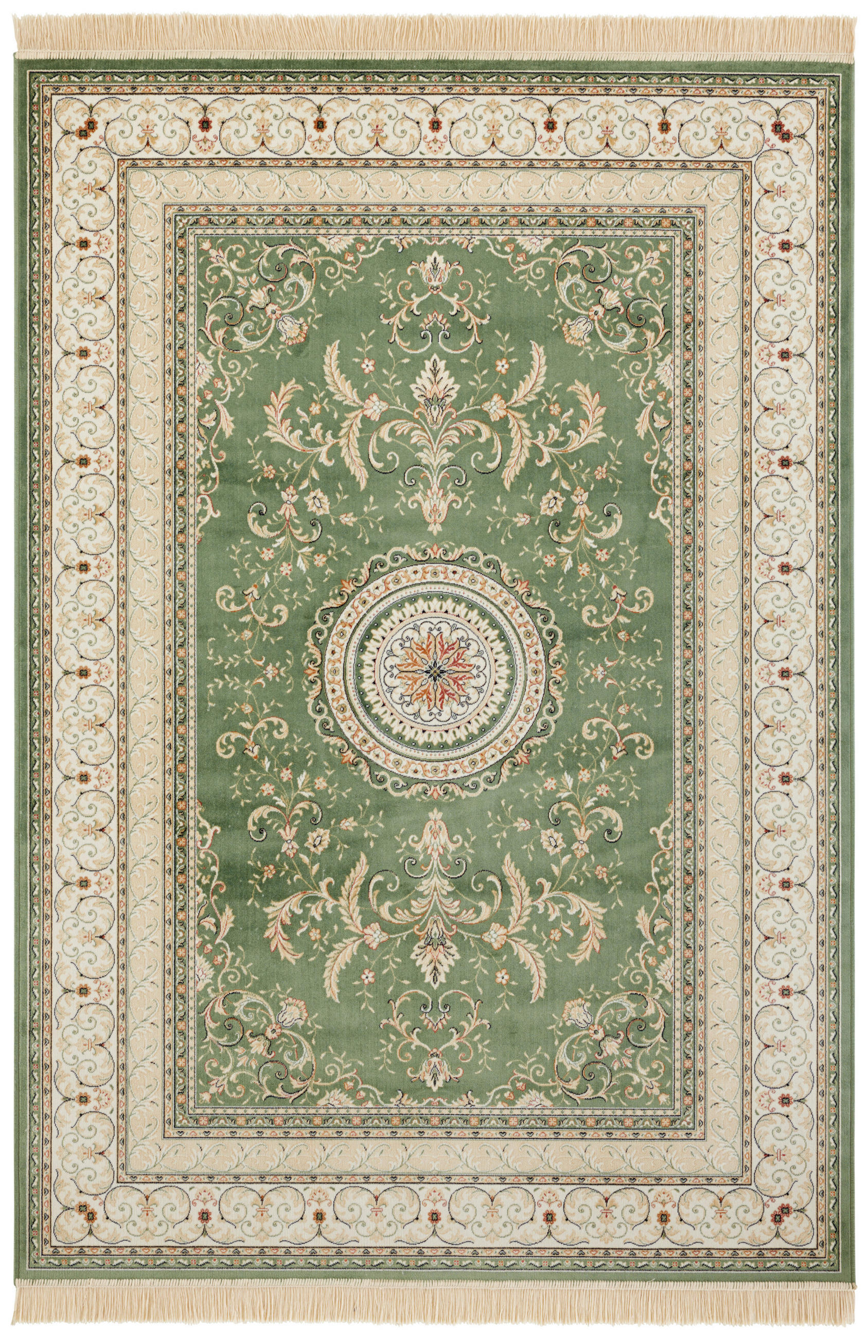 VINTAGE-TEPPICH 95/140 cm Naveh Creme, Hellgrün  - Creme/Hellgrün, Basics, Textil (95/140cm)