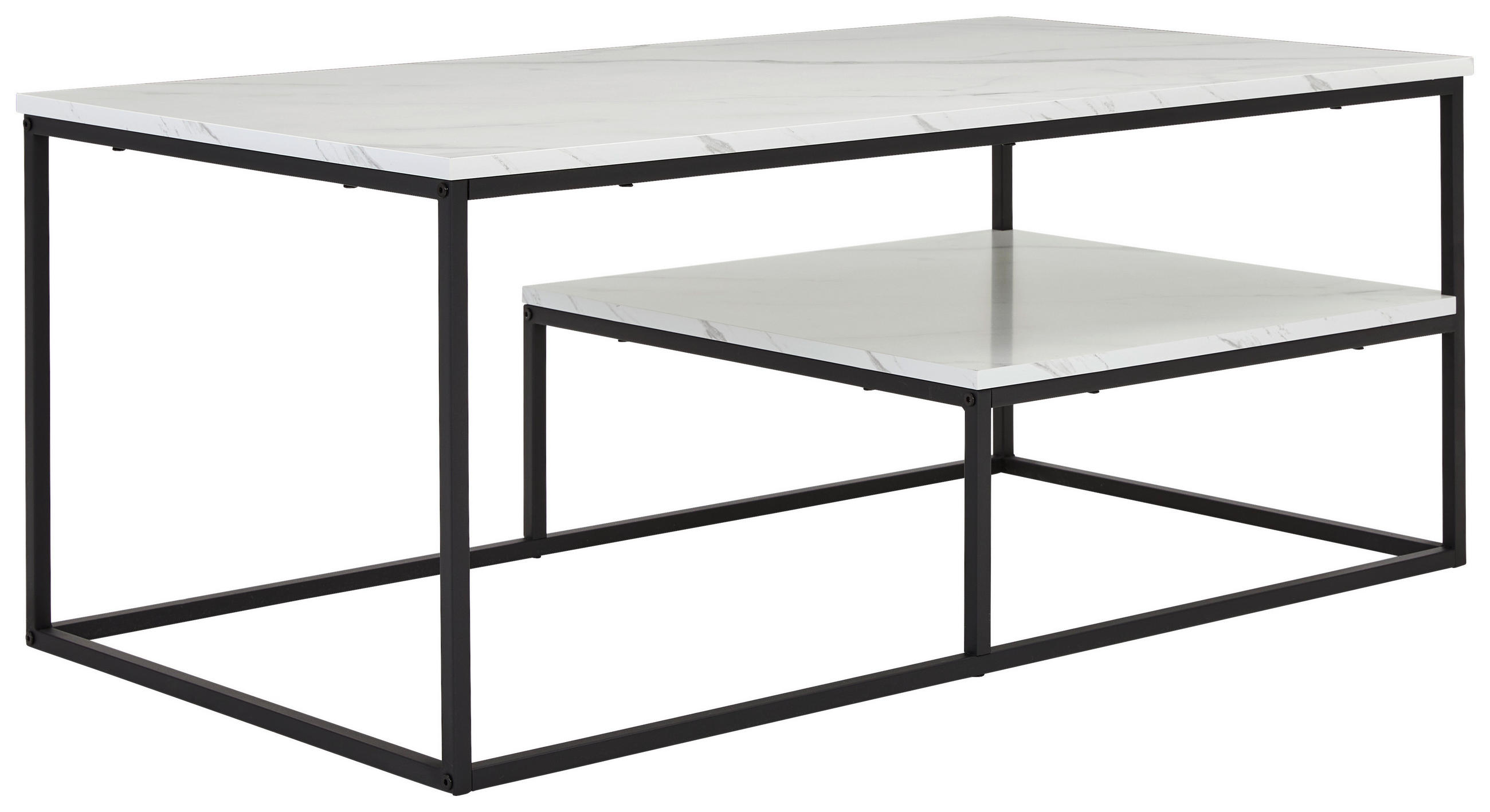 Couchtisch Sun 110/60/45 cm rechteckig Schwarz, Weiß  - Schwarz/Weiß, Design, Holzwerkstoff/Metall (110/60/45cm) - MID.YOU