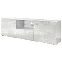 LOWBOARD  in 181/57/42 cm  - Weiss Hochglanz/Schwarz, Design, Glas/Holzwerkstoff (181/57/42cm) - MID.YOU