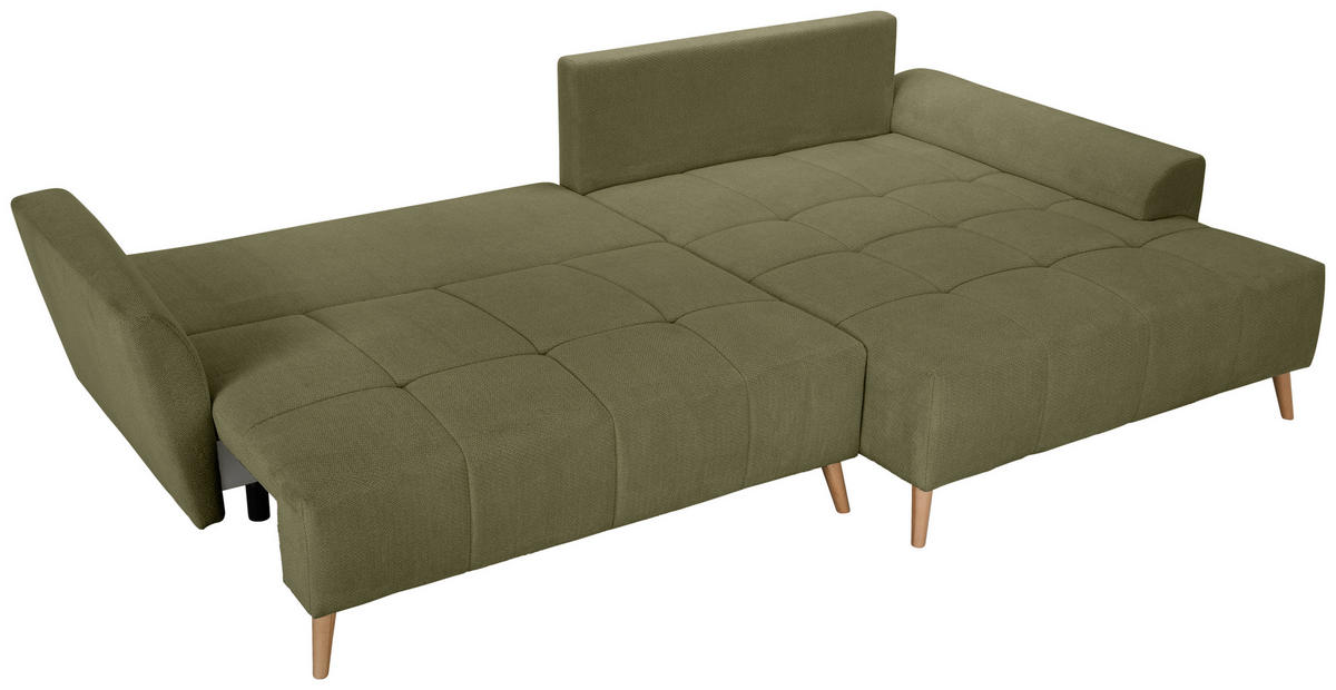 ECKSOFA Olivgrün Webstoff  - Buchefarben/Olivgrün, KONVENTIONELL, Holz/Textil (294/169cm) - Carryhome