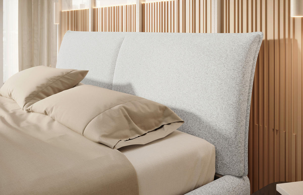 POLSTERBETT 180/200 cm  in Weiss, Hellgrau  - Weiss/Hellgrau, Design, Holz/Textil (180/200cm) - Esposa