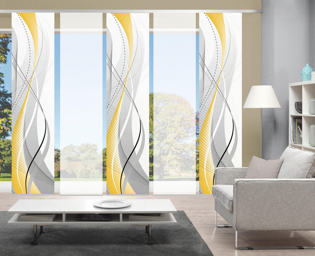 PANELOVÝ ZÁVĚS, 5x60/245 cm - tmavě žlutá/světle žlutá, Design, textil (5x60/245cm) - Schmidt W. Gmbh