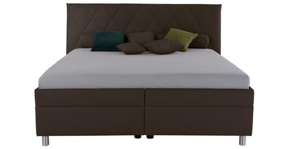 POLSTERBETT Matratze, Lattenrost, Bettkasten Braun 180/200 cm - Birkefarben/Silberfarben, KONVENTIONELL, Holz/Textil (180/200cm) - Esposa