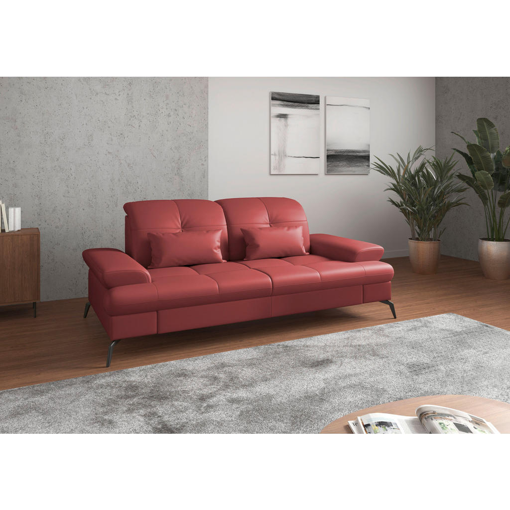 Sit & More 2,5-MIESTNA POHOVKA, červená, pravá koža