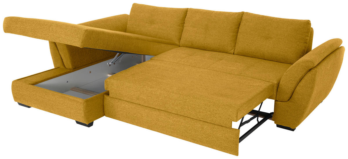 ECKSOFA Gelb Webstoff  - Gelb/Schwarz, Design, Kunststoff/Textil (187/278cm) - Livetastic
