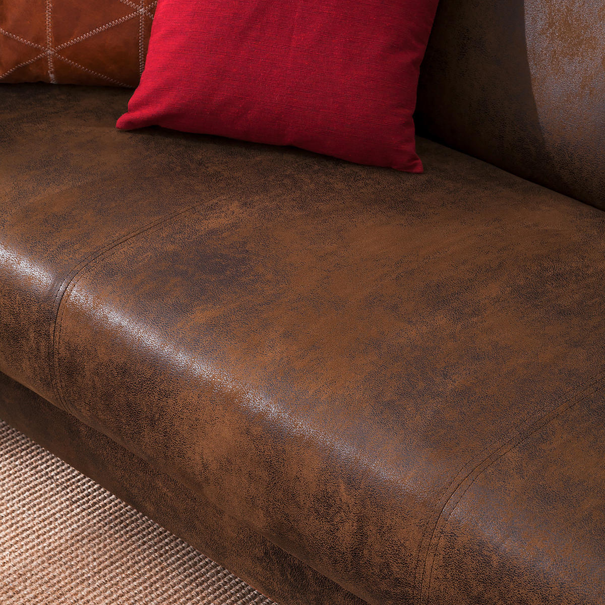 3-SITZER-SOFA in Lederlook Braun  - Dunkelbraun/Braun, Design, Textil (190/80/89cm) - Livetastic