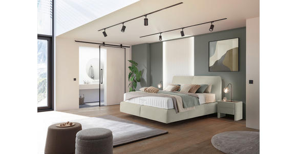 BOXSPRINGBETT 200/200 cm  in Elfenbein  - Elfenbein/Schwarz, Design, Kunststoff/Textil (200/200cm) - Johann Jakob