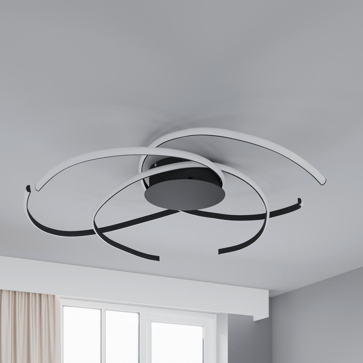 LED-DECKENLEUCHTE Norwich 98/25 cm   - Schwarz, Design, Kunststoff/Metall (98/25cm) - Novel