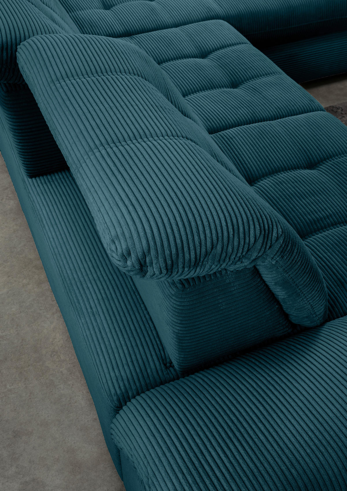 WOHNLANDSCHAFT in Cord Petrol  - Petrol/Schwarz, Modern, Textil/Metall (184/387/252cm) - Livetastic