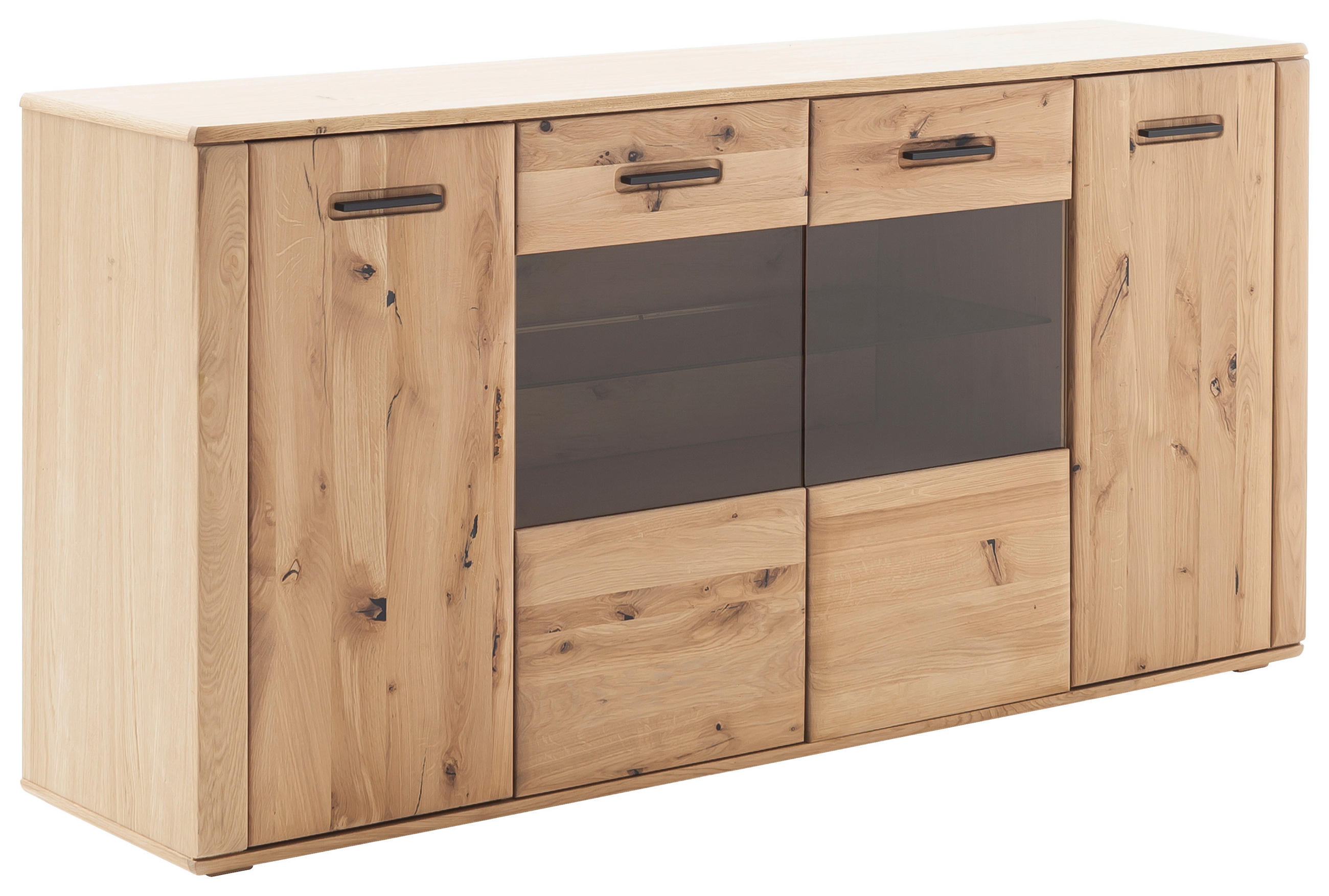 SIDEBOARD  in 179/90/44 cm  - Eichefarben/Anthrazit, KONVENTIONELL, Glas/Holz (179/90/44cm) - Cantus