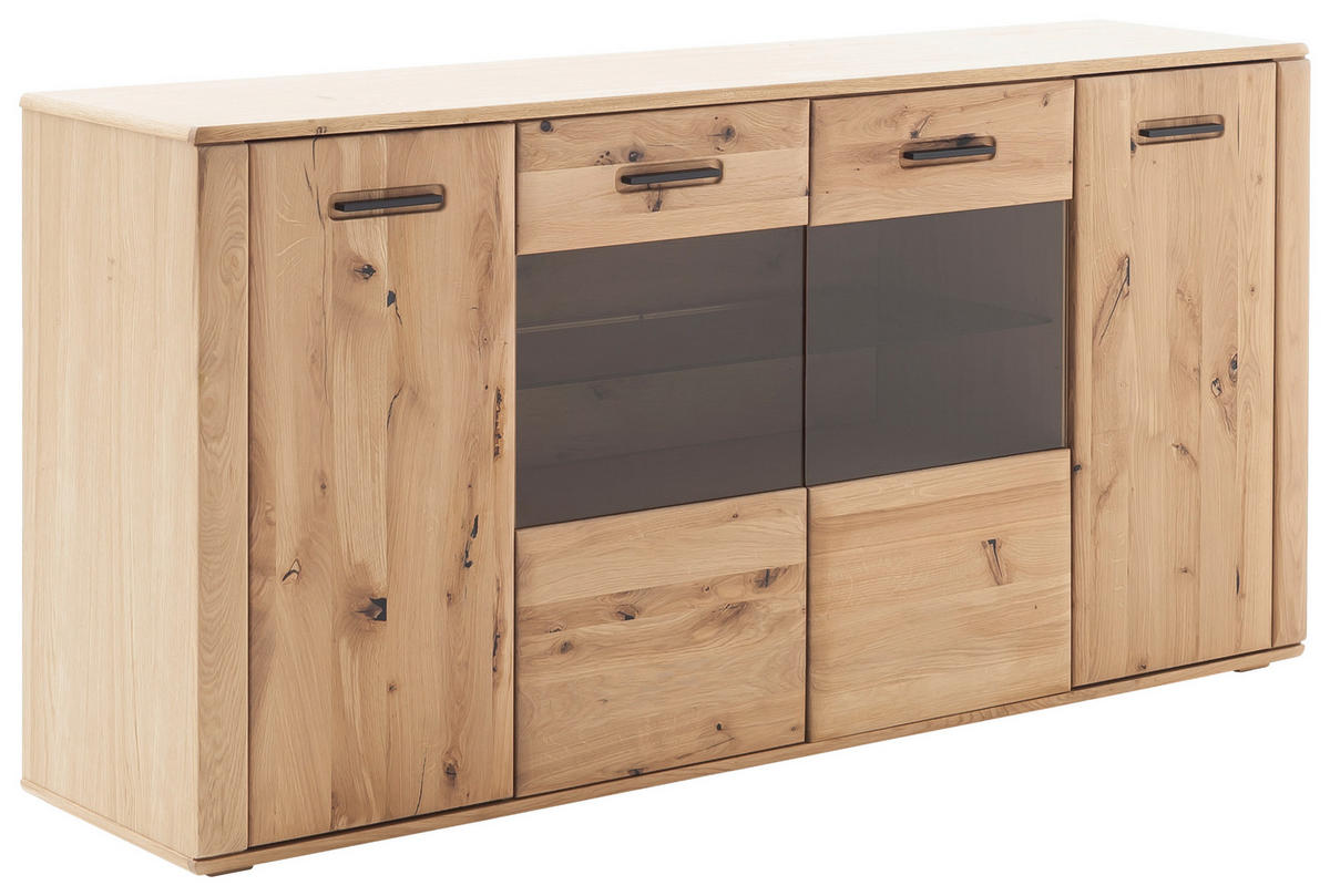 SIDEBOARD  in 179/90/44 cm  - Eichefarben/Anthrazit, KONVENTIONELL, Glas/Holz (179/90/44cm) - Cantus